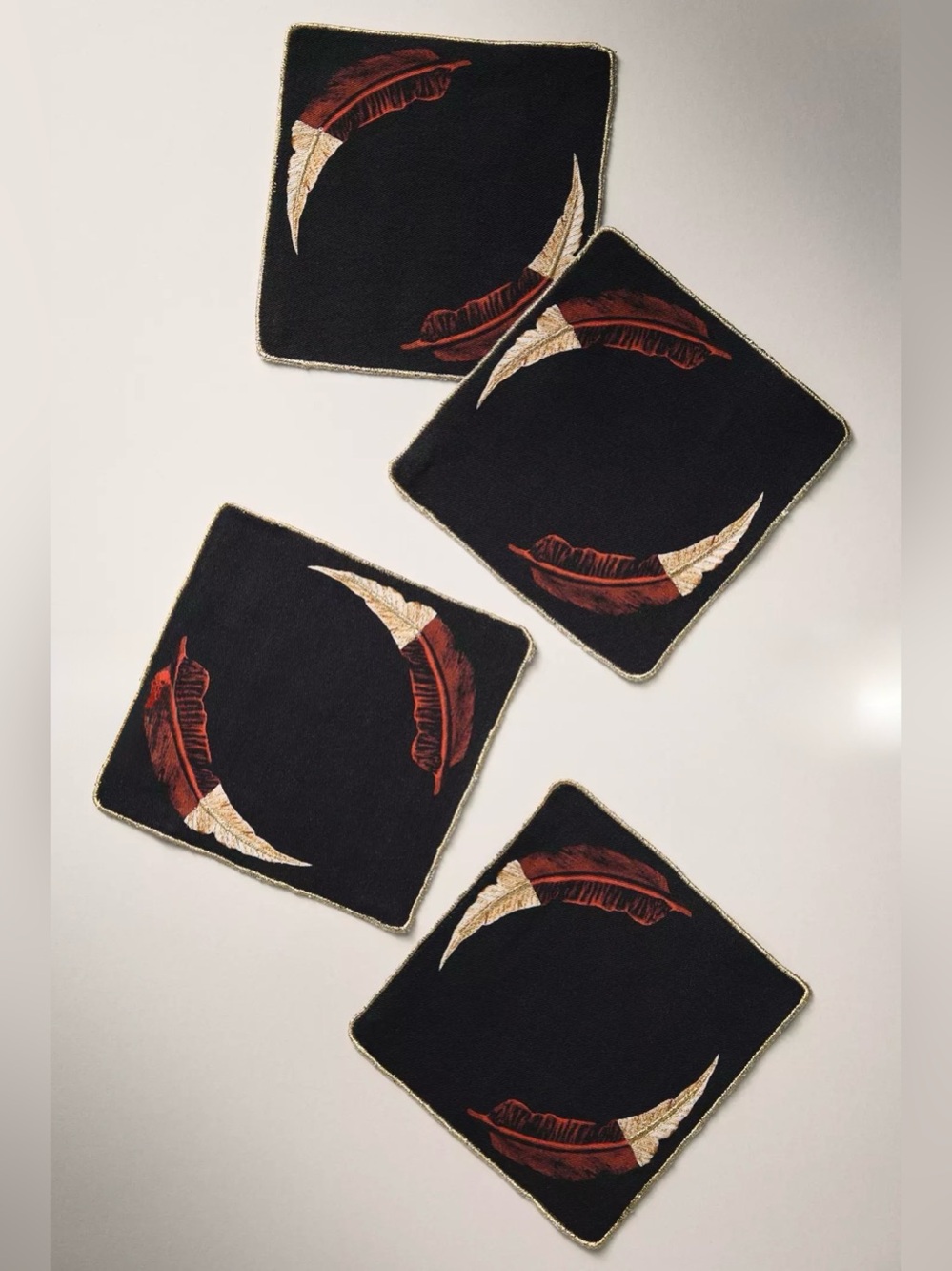 NEW Anthropologie Catherine Martin Midnight Creatures Cocktail Napkins, Set of 4